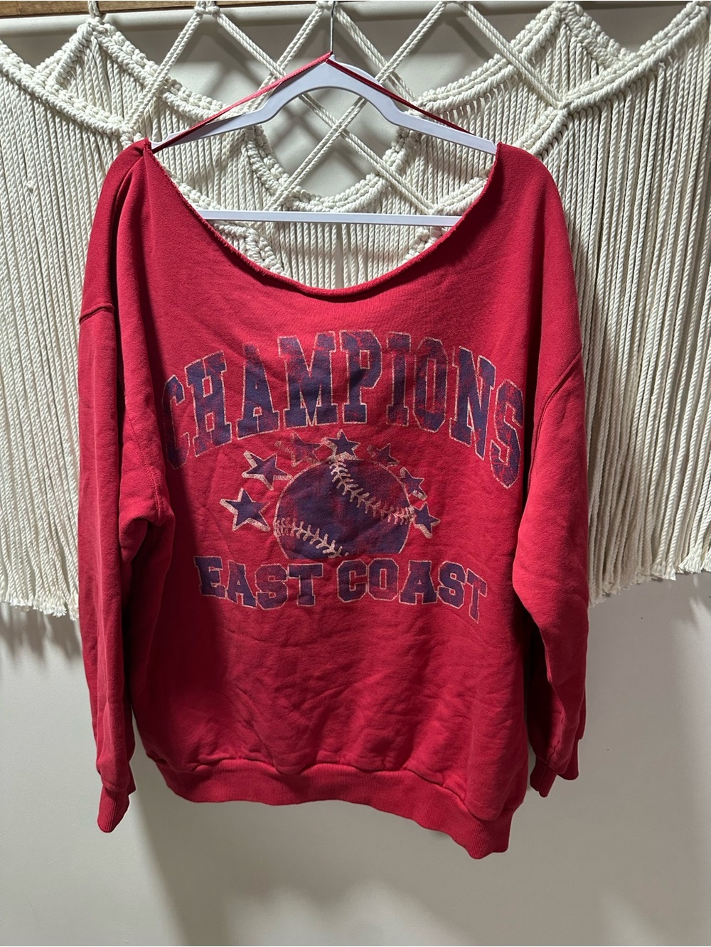 Urban Outfitters Red Graphic 'Champions East Coast' Pullover Sweatshirt